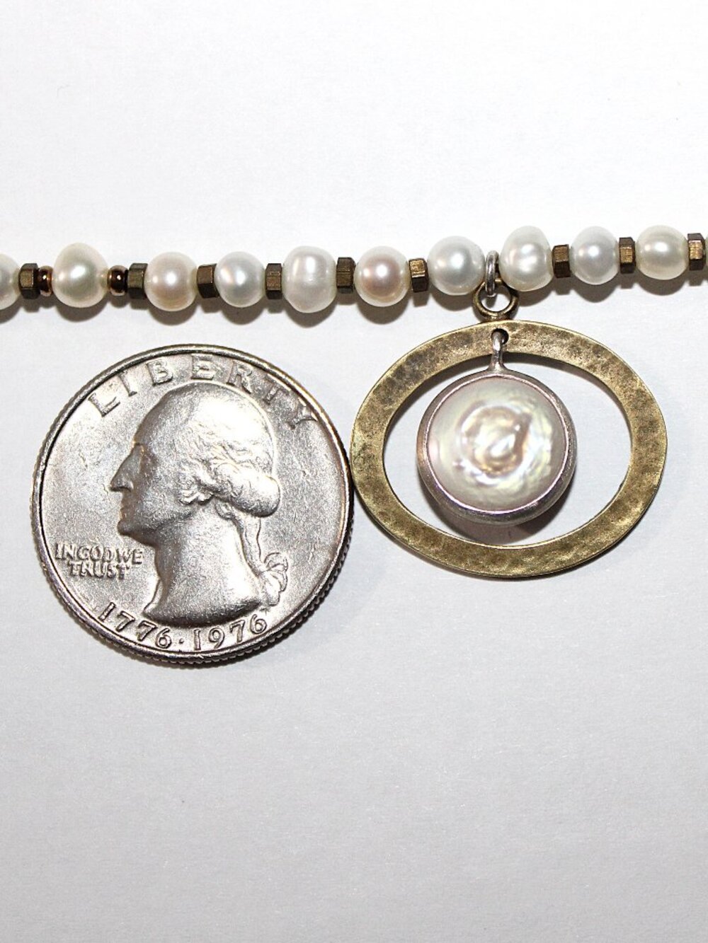Silpada Go Coastal Sterling Brass Pearl & Bead Pendant Necklace N1894 - Picture 3 of 6
